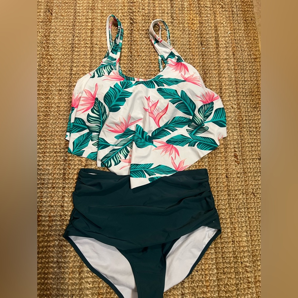 Tropical Leaf Print 2 peice Swimsuit